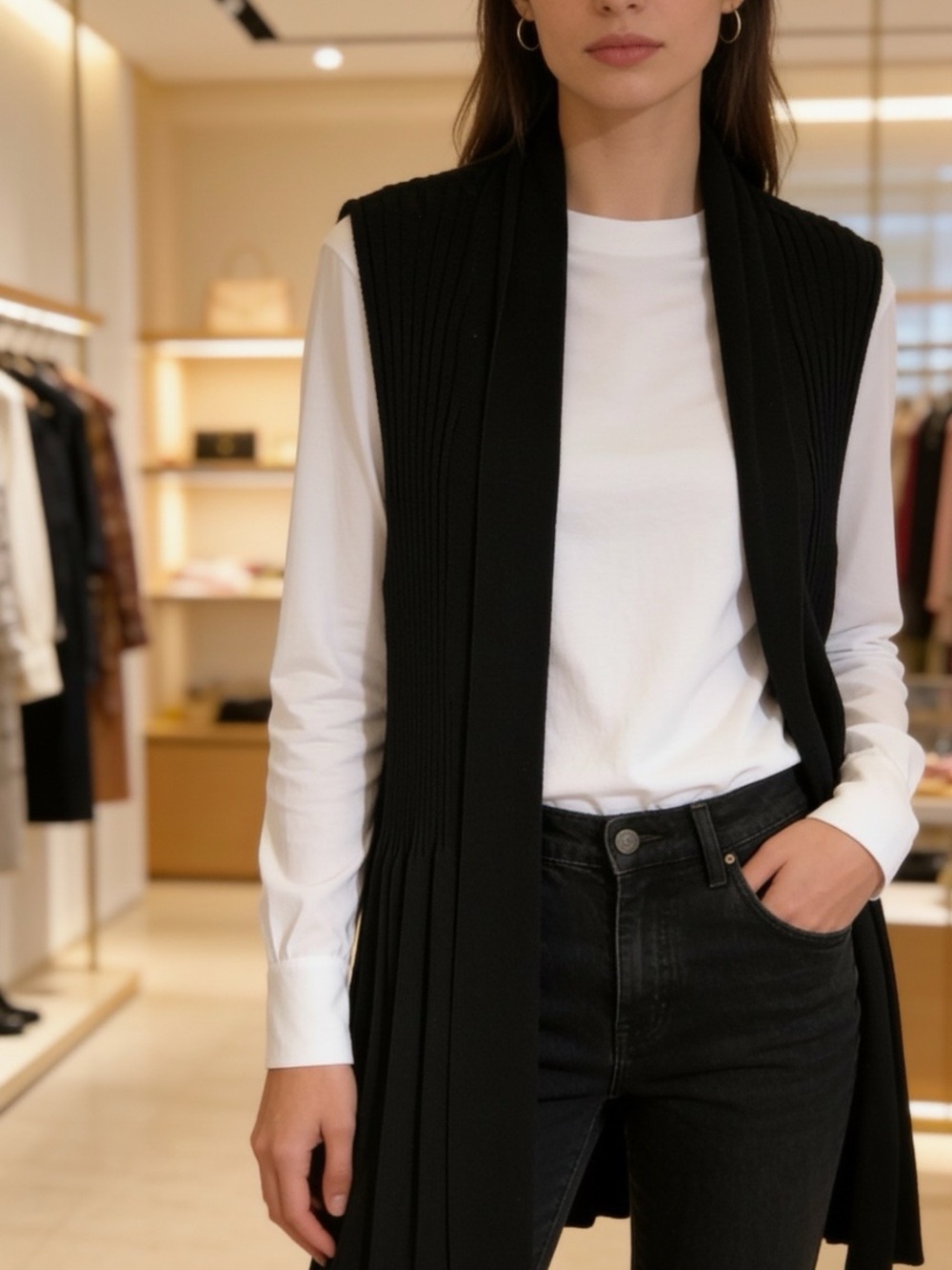 2XL  Black Knit Sleeveless Vest